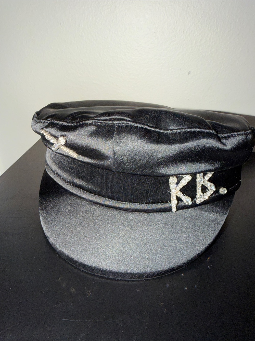 Crystal-Accent Black Satin Men's Cap by KB